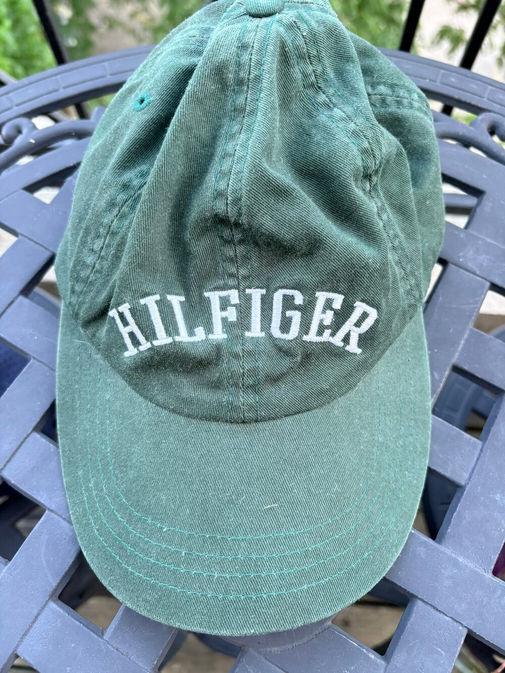 Tommy Hilfiger Vintage 90s Green Spellout Leather Strap Hat